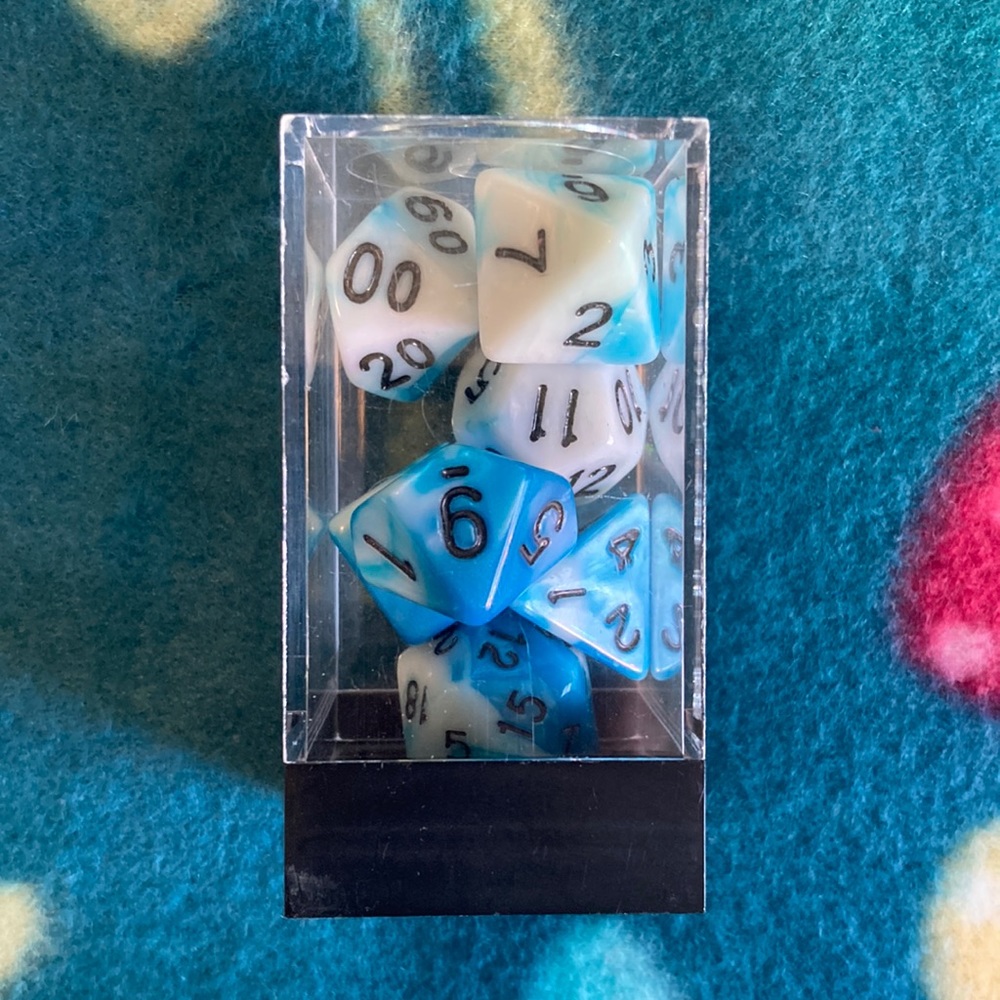 Chessex Gemini Teal-White/Black Polyhedral Dice Set for Tabletop Games